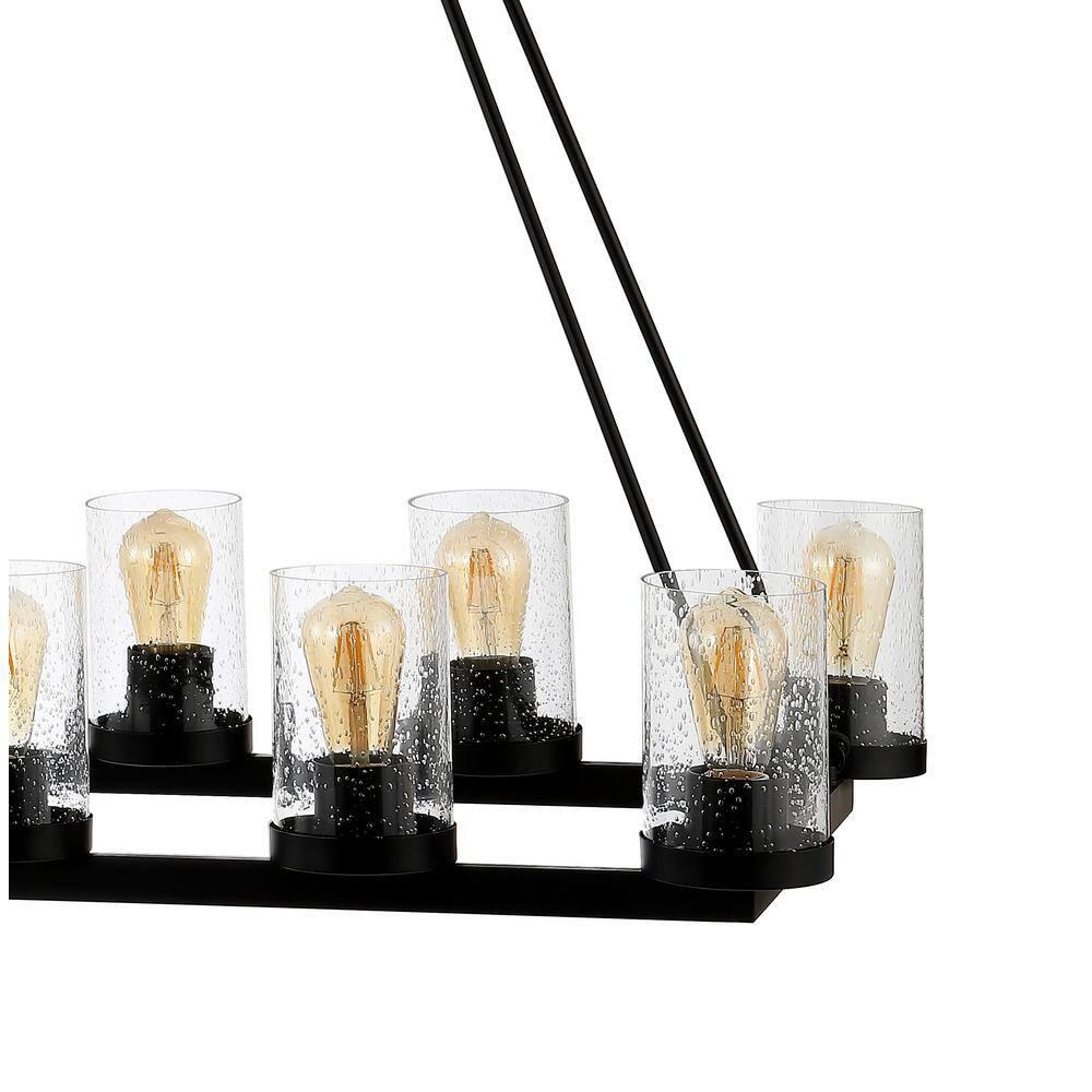 JONATHAN Y JYL7555A Coronet 45.5" 12-Light Seeded Glass/Iron Rustic Farmhouse Rectangular LED Candelier, Industrial, Vintage for living room, dinning room, bedroom Bulb Included, Oil Rubbed Bronze