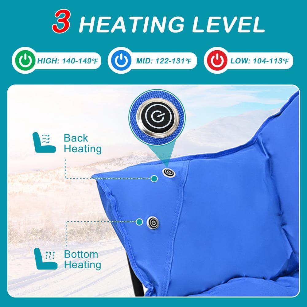 NAIZEA Set of 2 Oversized Heated Camping Chair, Patio Lounge Chairs with 3 Heat Levels, Portable Folding Heated Chair Round Moon Saucer Folding Lawn Chair Outdoor Chair for Camping, Lounge Patio