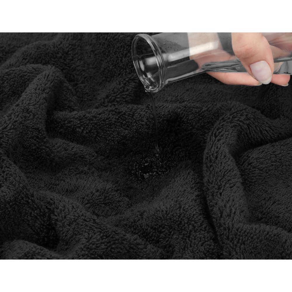 American Soft Linen 4 Pack Washcloth Set, 100% Cotton Washcloth Hand Face Towels for Bathroom and Kitchen, Black