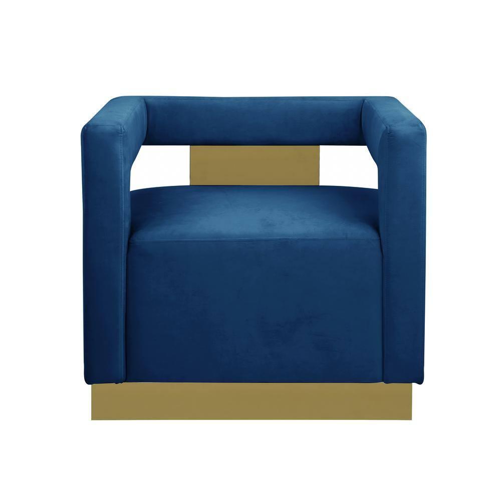 Connor Velvet Upholstered Accent Chair in Blue