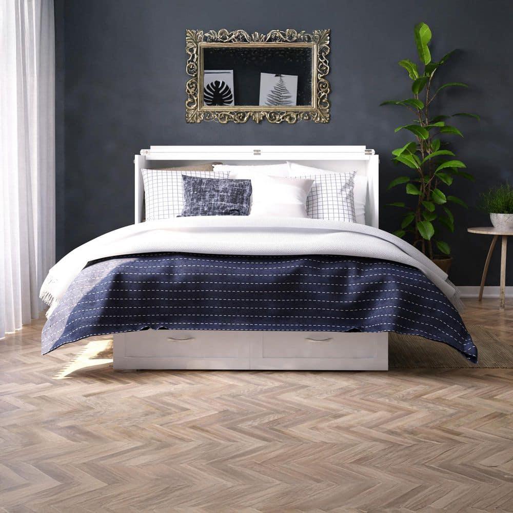 Queen Monroe Murphy Bed Chest with Memory Foam Mattress & USB Charger - AFI