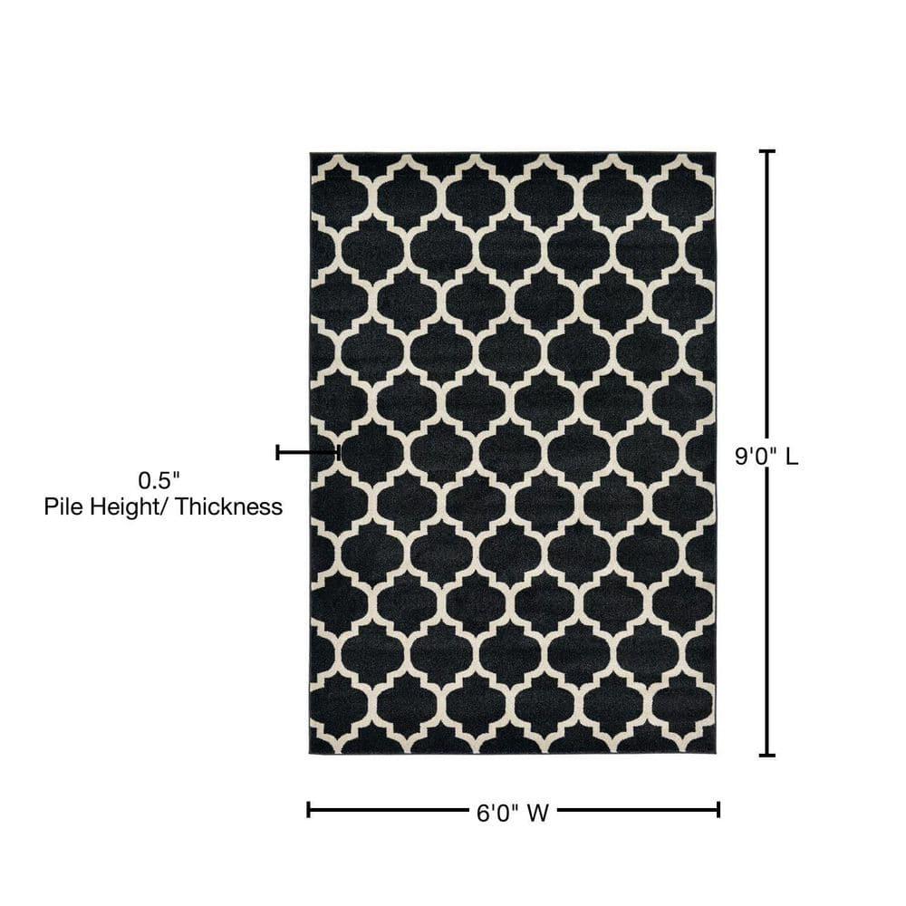 Unique Loom Trellis Collection Area Rug - Philadelphia (6' 1" x 9' Rectangle Black/Beige)