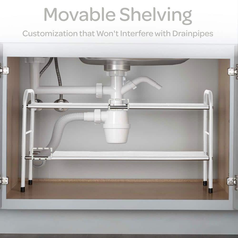 Under Sink Organizer - 2 Tier Adjustable Shelf Organizer with 8 Removable Panels - Kitchen or Bathroom Under Sink Organizers and Storage by Home-Complete