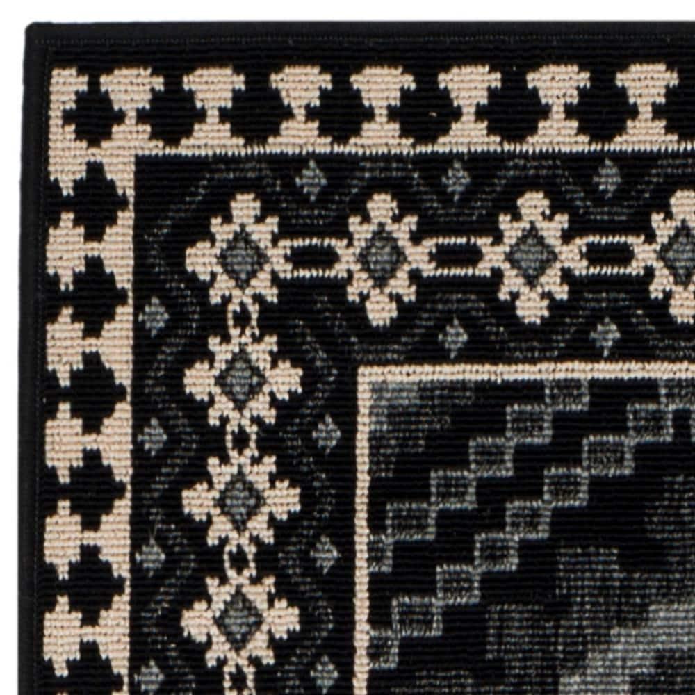 Veranda VER099 Power Loomed Indoor/Outdoor Runner Rug - Black/Creme - 2'3"x14' - Safavieh.