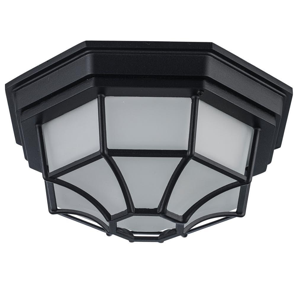 Trans Globe Lighting 40582 Wagon Wheel 1 Light Outdoor Flush Mount Ceiling Fixture - Black