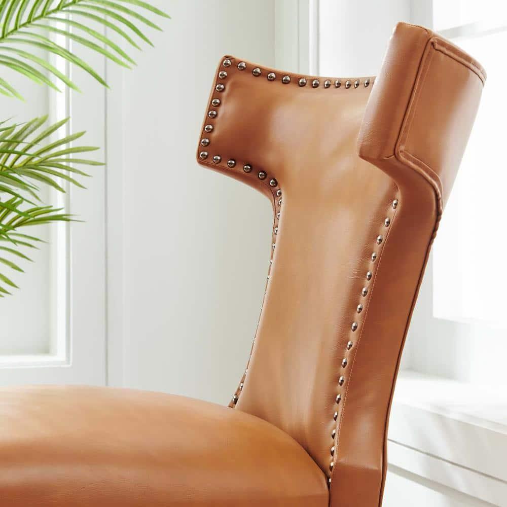Modway Curve Vegan Leather Dining Chair in Tan