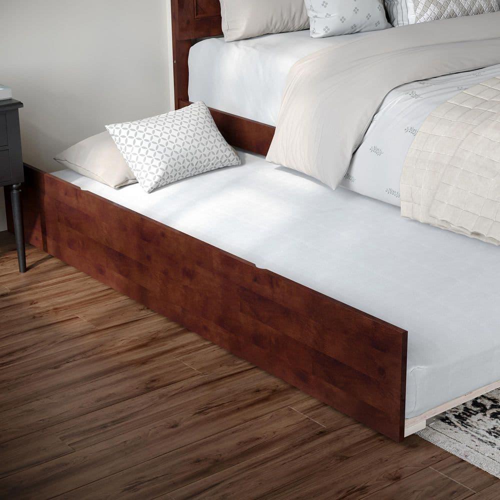 AFI Canyon Walnut Solid Wood Platform Bed with Matching Footboard & Twin-XL Trundle, King