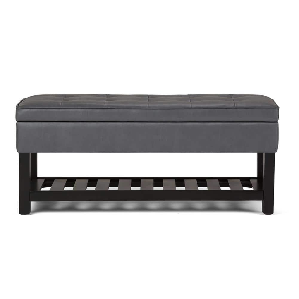 Simpli Home Cosmopolitan 44"W Transitional Tufted Storage Ottoman Bench with Lift Top
