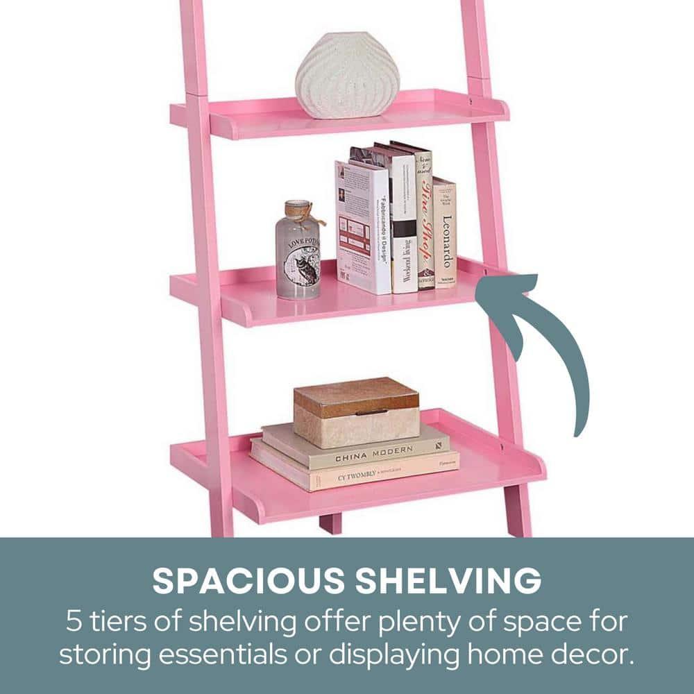 Convenience Concepts American Heritage Bookshelf Ladder, Light Pink