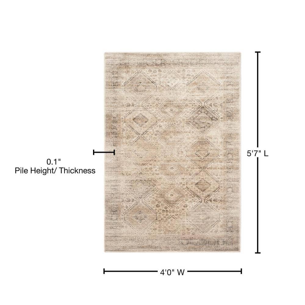 Vintage VTG118 Power Loomed Indoor Skid-Resistant Area Rug - Stone - 4'x5'7" - Safavieh