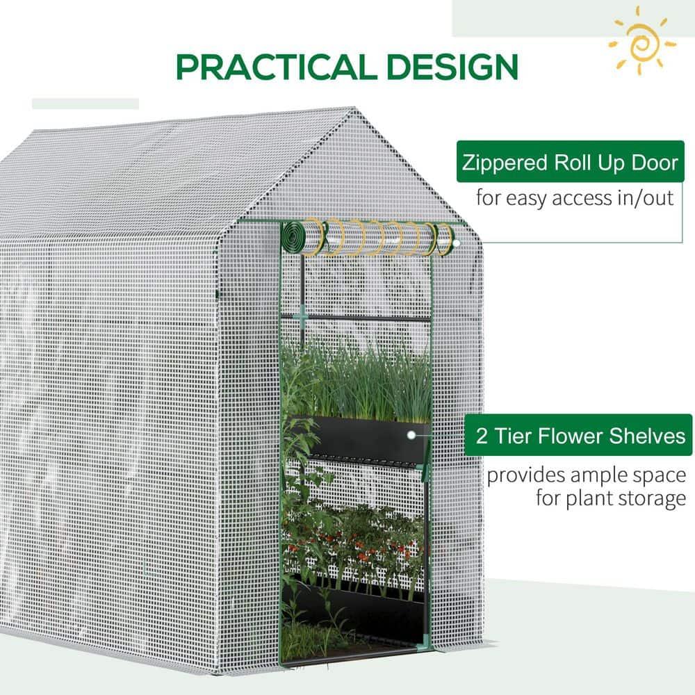 Quictent 56"x56"x77" Outdoor Portable Walk-in Greenhouse 3 Tiers 6 Shelves Garden Planter W/ Clear Cover