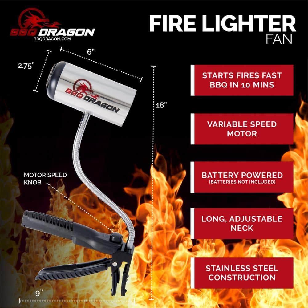 BBQ Dragon Grill Fan - Black: Stainless Steel Construction, No Assembly, Portable Charcoal Air Blower