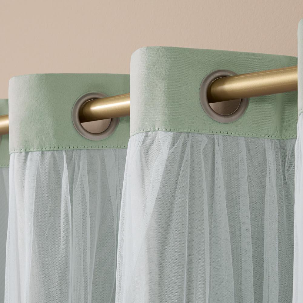 TOWN & COUNTRY LUXE Talia Double Layer Indoor Curtains, Sheer and Room Darkening Blackout, Grommet Top, Energy Efficient, 2-Pack Set, 52"x108", Mint Green