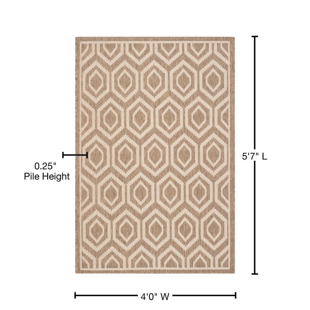 Courtyard CY6902 Power Loomed Indoor and Outdoor Area Rug - Brown/Bone - 4'x5'7" - Safavieh
