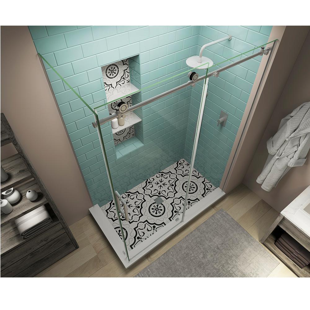 Coraline XL 44" - 48" W x 36" D x 80" H Frameless Rectangle Sliding Shower Enclosure