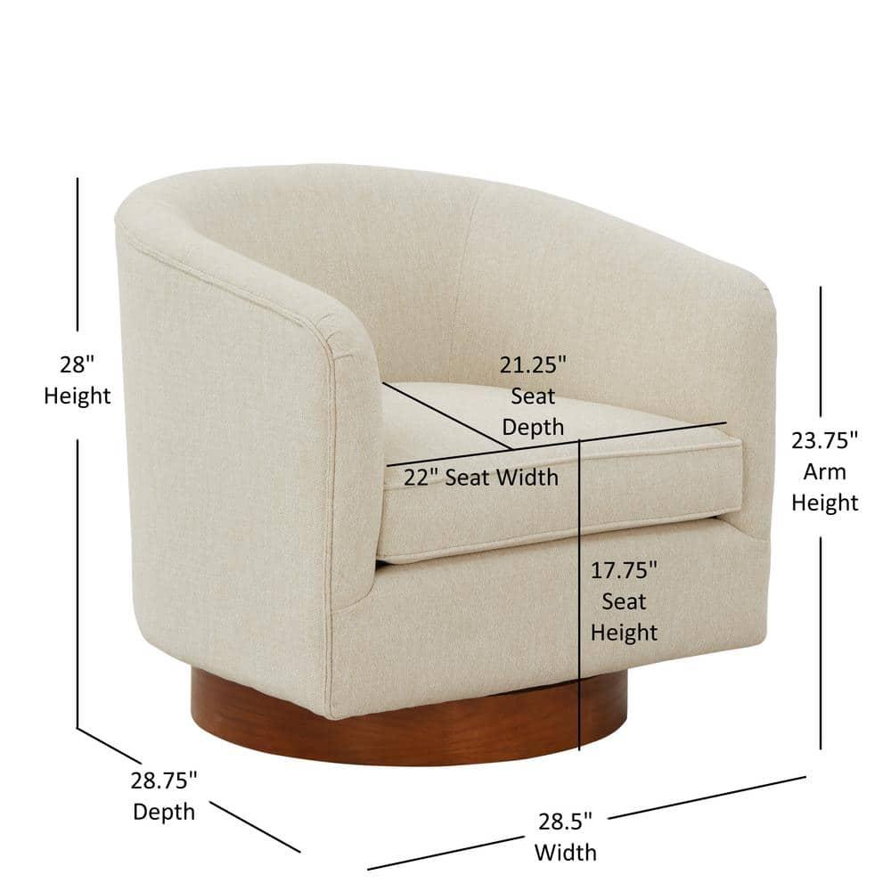 Comfort Pointe Muriel Beige Fabric Wood Base Swivel Accent Chair