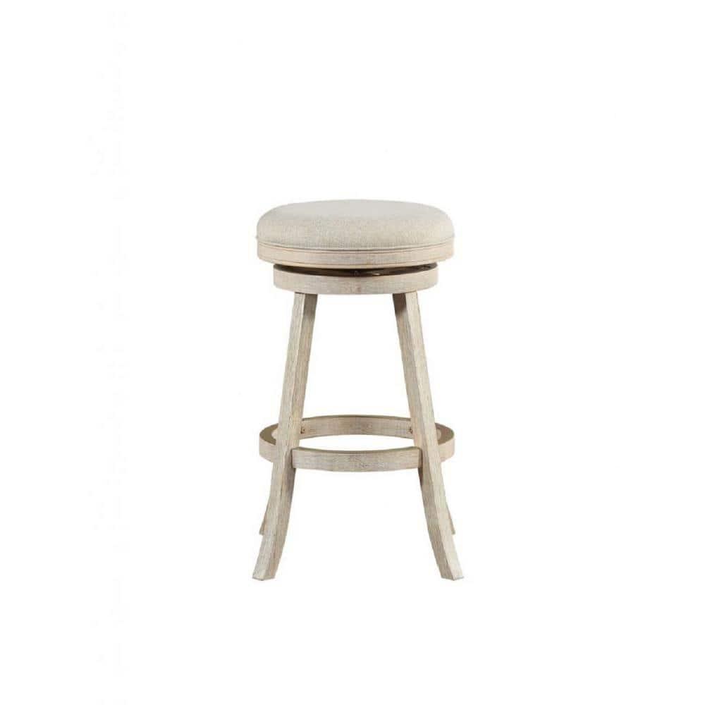 29" Fenton Swivel Barstool Wire Brush Ivory - Boraam: Eco-Friendly Rubberwood, Linen Upholstery, 360° Swivel
