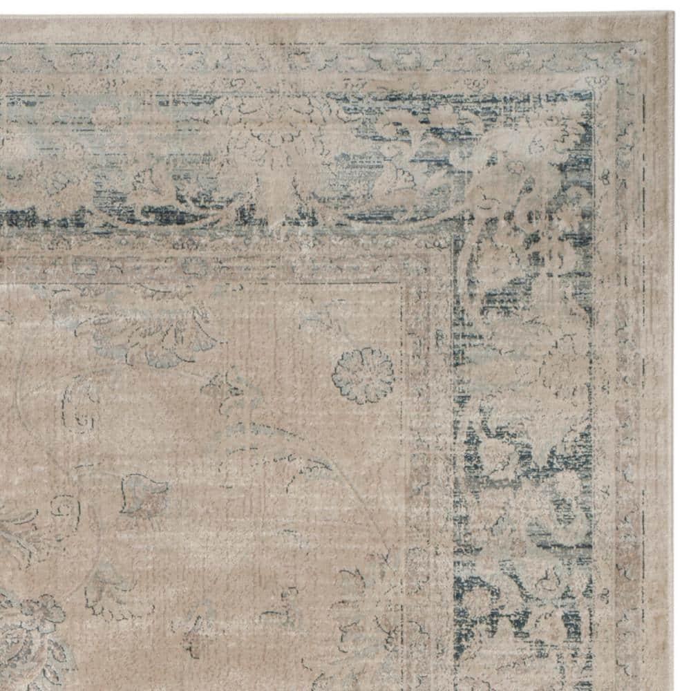 Vintage VTG117 Power Loomed Indoor Skid-Resistant Area Rug - Stone/Blue - 5'3"x7'6" - Safavieh