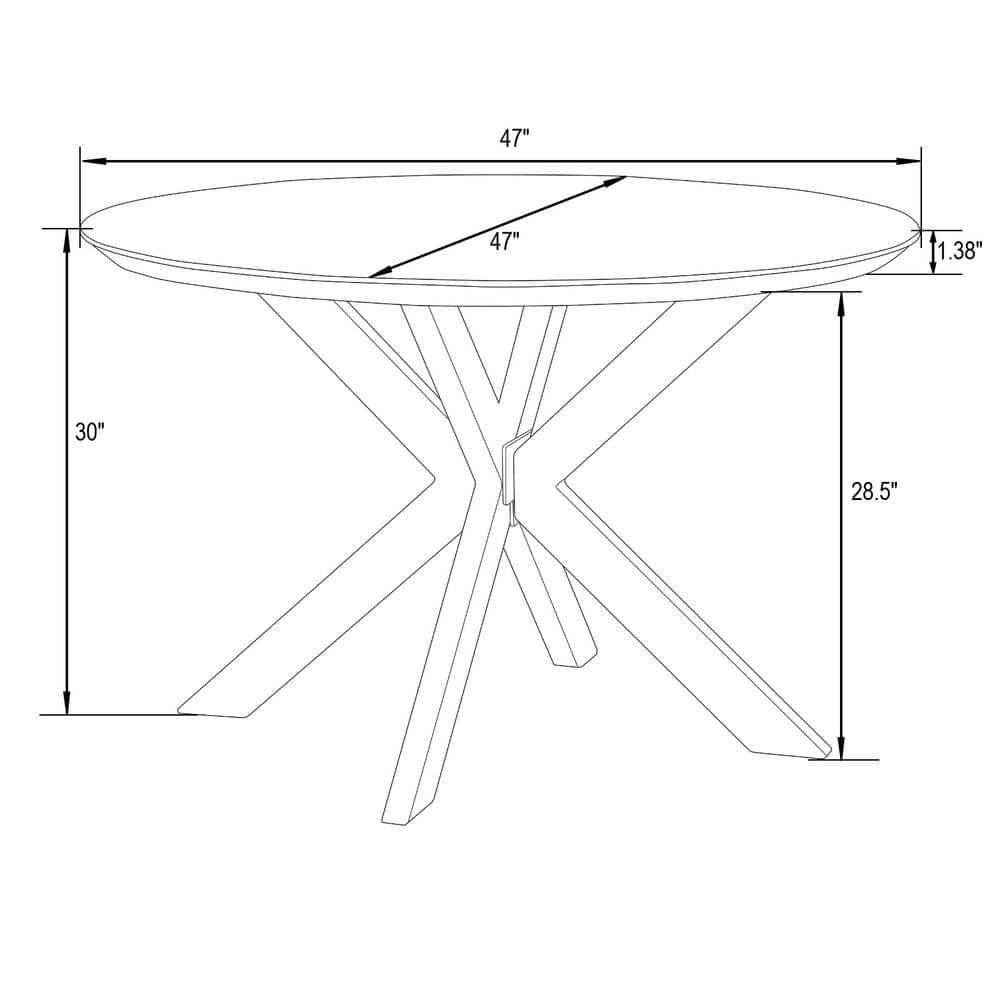 LeisureMod Ravenna 47" Round Wood Dining Table with Modern Metal Base - Sleek Design, Perfect for Dining Rooms, Natural Wood