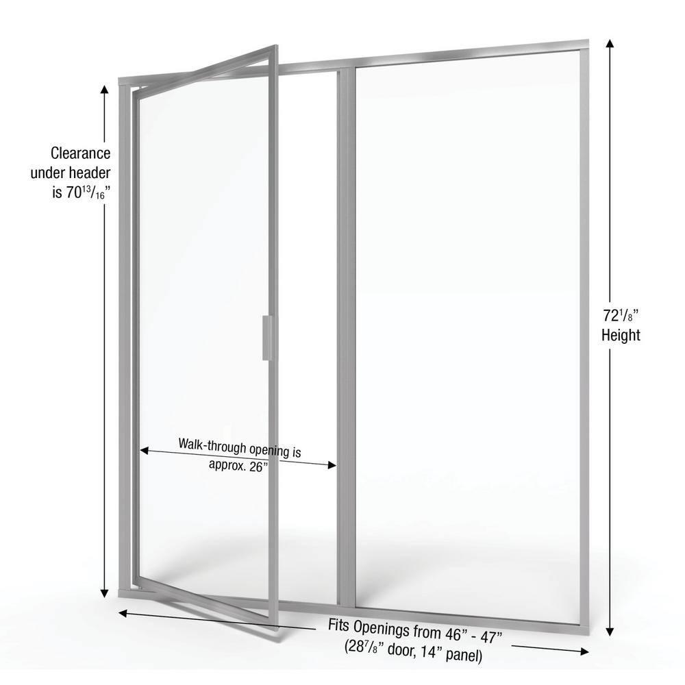 Deluxe 47" x 72.13" Pivot Framed Shower Door