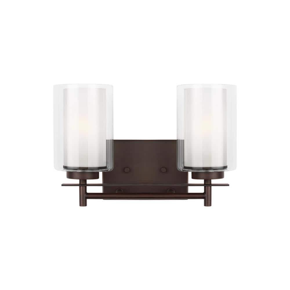 Generation Lighting 4437302-710 Elmwood Park Two - Light Wall/Bath Vanity Style Fixture, Bronze