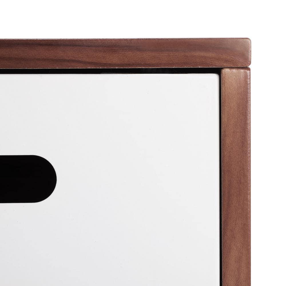 Shiloh Media Stand - White/Walnut - Safavieh