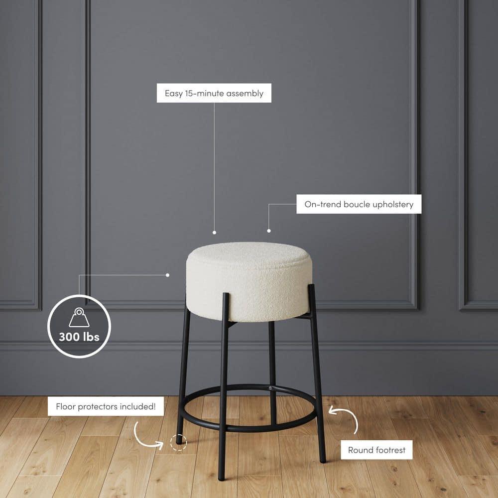 Upholstered Counter Stool with Metal Frame
