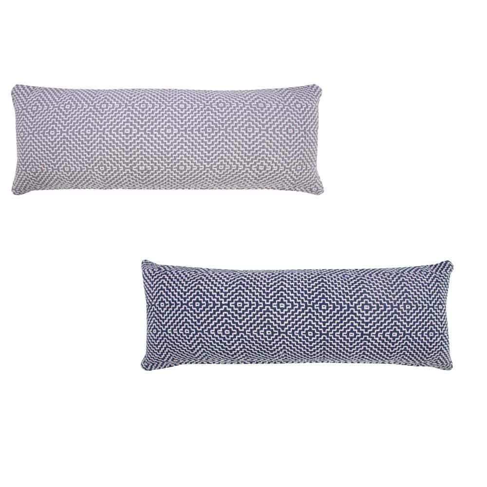 Ox Bay 14" x 36" Modern, Bohemian, Coastal, Farmhouse Blue, White, Multi-color Geometric Cotton Throw Pillow , Zip Closure