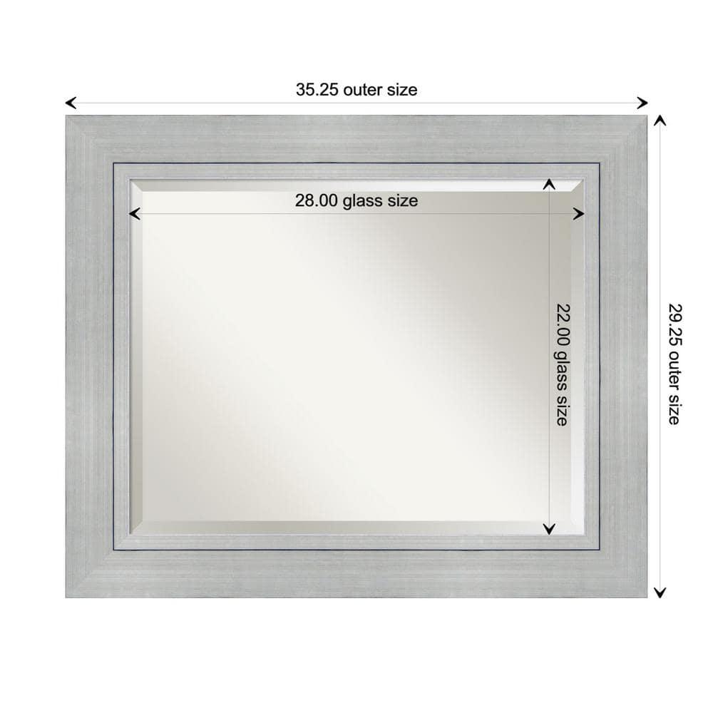 Amanti Art Beveled Wood Bathroom Wall Mirror - Romano Silver Frame - Outer Size: 35 x 29 in