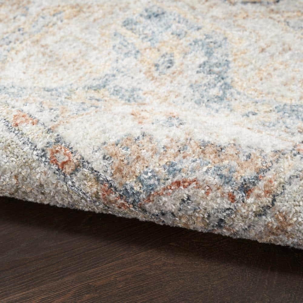 Nourison Astra Machine Washable Vintage Medallion Indoor Rug Denim Multi 6'7" x 9'