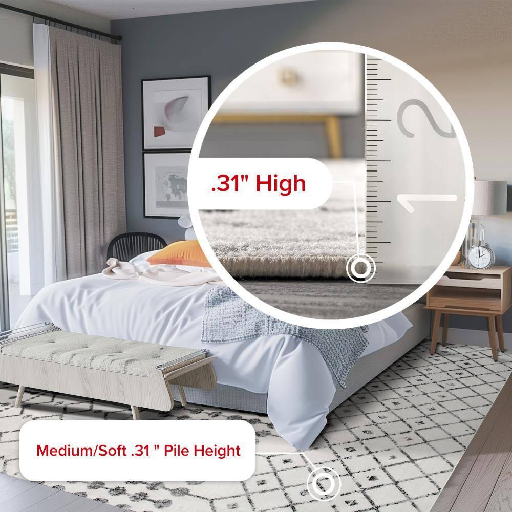 Nuloom 7x9 Zola Geometric Moroccan Indoor Area Rug, Grey, Faded Bohemian Design, Stain Resistant, BedroomLiving Room, Kitchen,