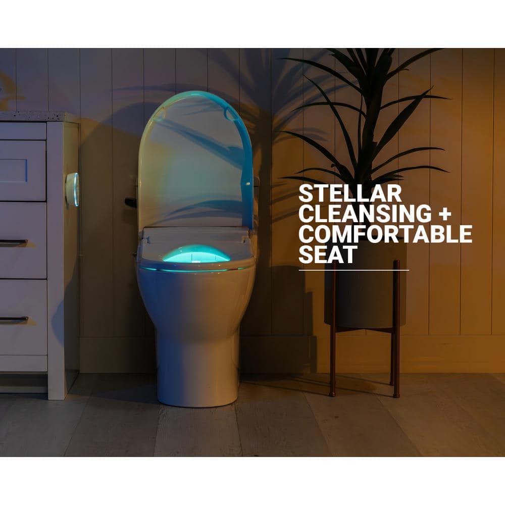 Crown Elongated Bidet Toilet Seat, Endless Warm Water, Strong Spray, Backlit Remote, Multi-color LED, Ultra Slim, Stainless Steel Nozzle, Sittable Lid, 3 Year Warranty