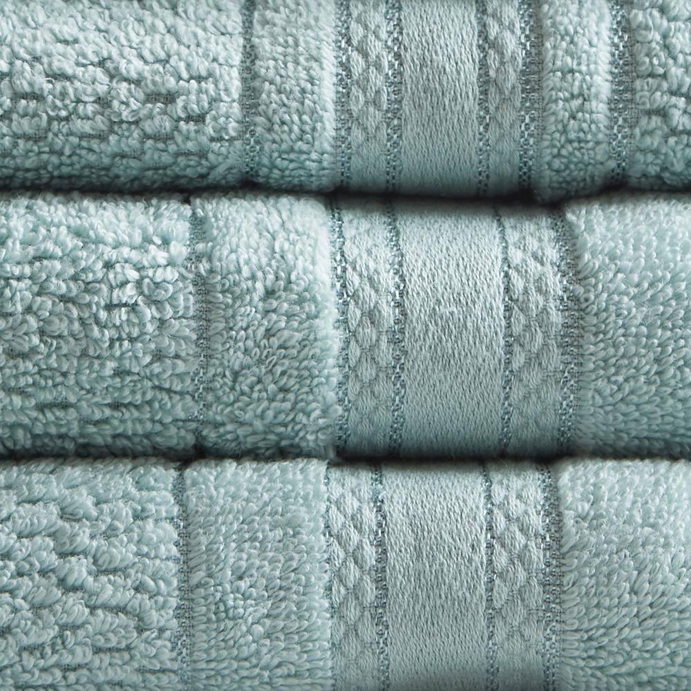 6pc Roman Super Soft Cotton Bath Towel Set Seafoam: Madison Park, Lightweight Terry, Oeko-Tex Certified