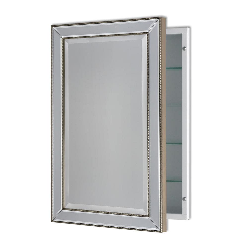 16" x 26" Metro Beaded Recessed Medicine Cabinet - Head West: Wall Mount, Polystyrene Frame, 3 Shelves
