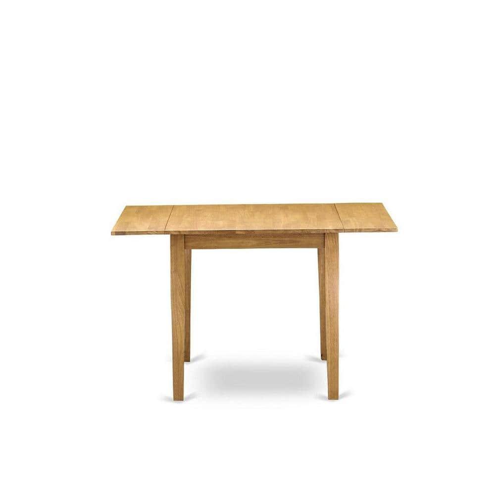 East West Furniture Norden 3-piece Wood Dining Set with Linen Fabric Seat in Oak