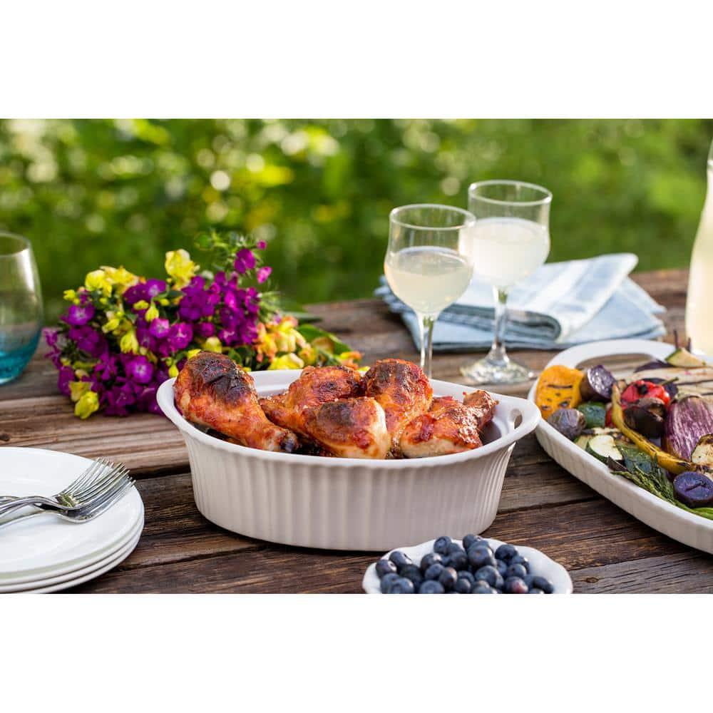 CorningWare French White 1.5-quart Oval Casserole with Glass Lid
