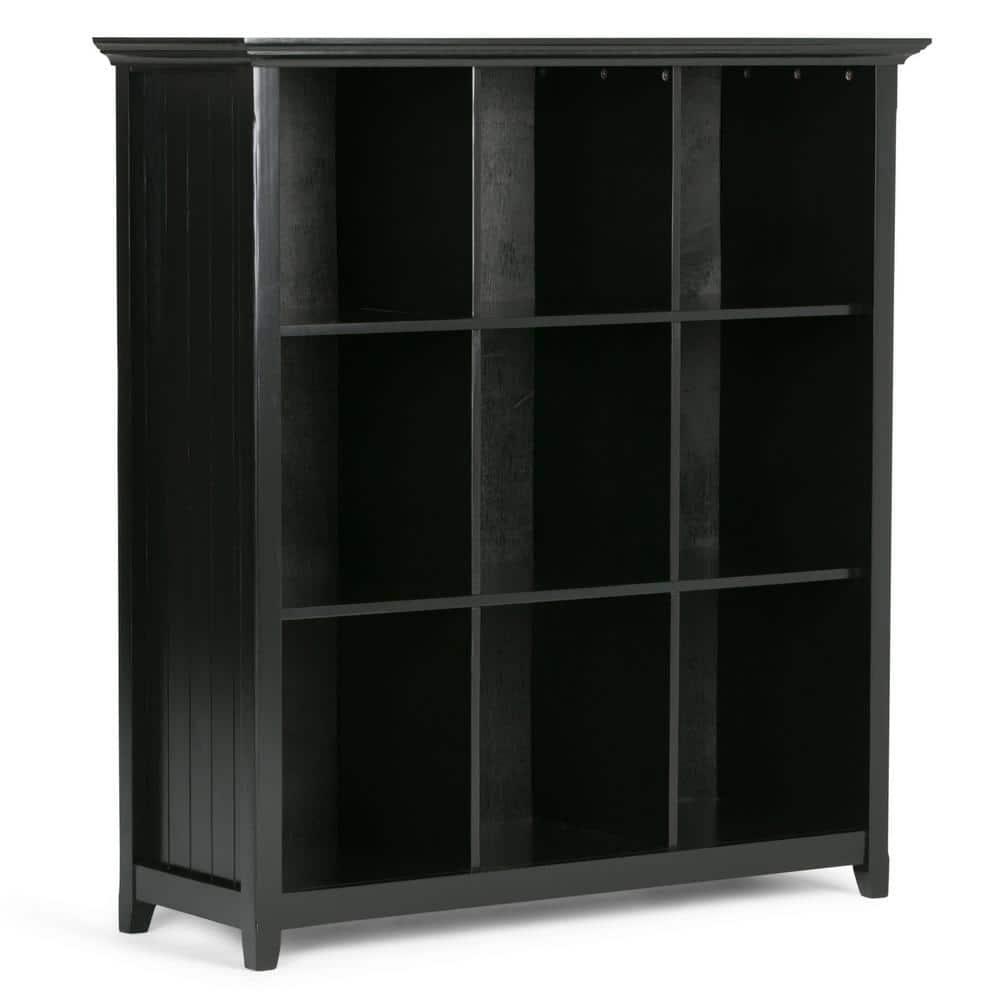 Simpli Home Acadian Wood Transitional 9 Cube Bookcase and Unit in Black