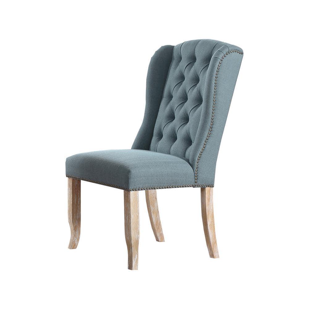 Best Master Huntington Tufted Back Fabric Dining Side Chair- Sea Blue (Set of 2)