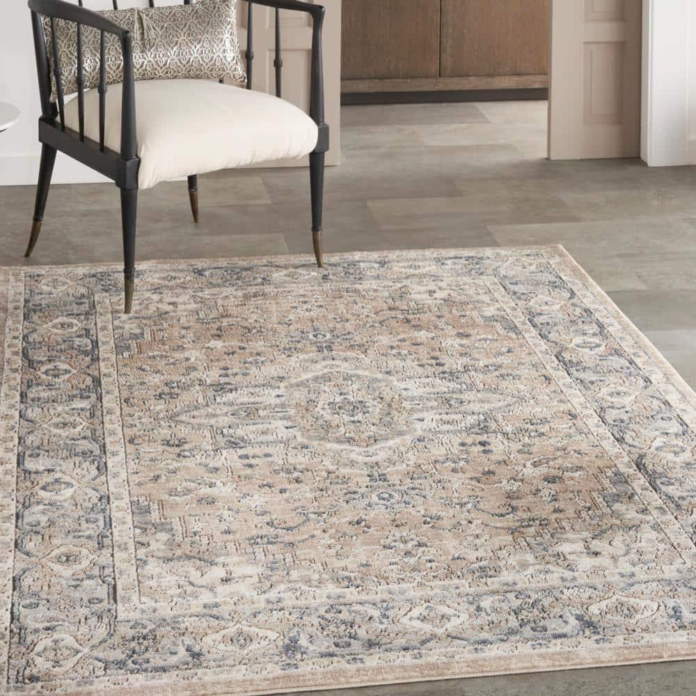 Nourison Concerto Center Medallion Indoor Rug Beige Grey 5'3" x 7'3"