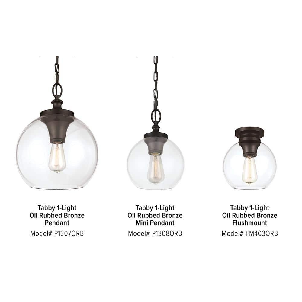 Tabby Mini Globe Pendant in Oil Rubbed Bronze with Clear Shade