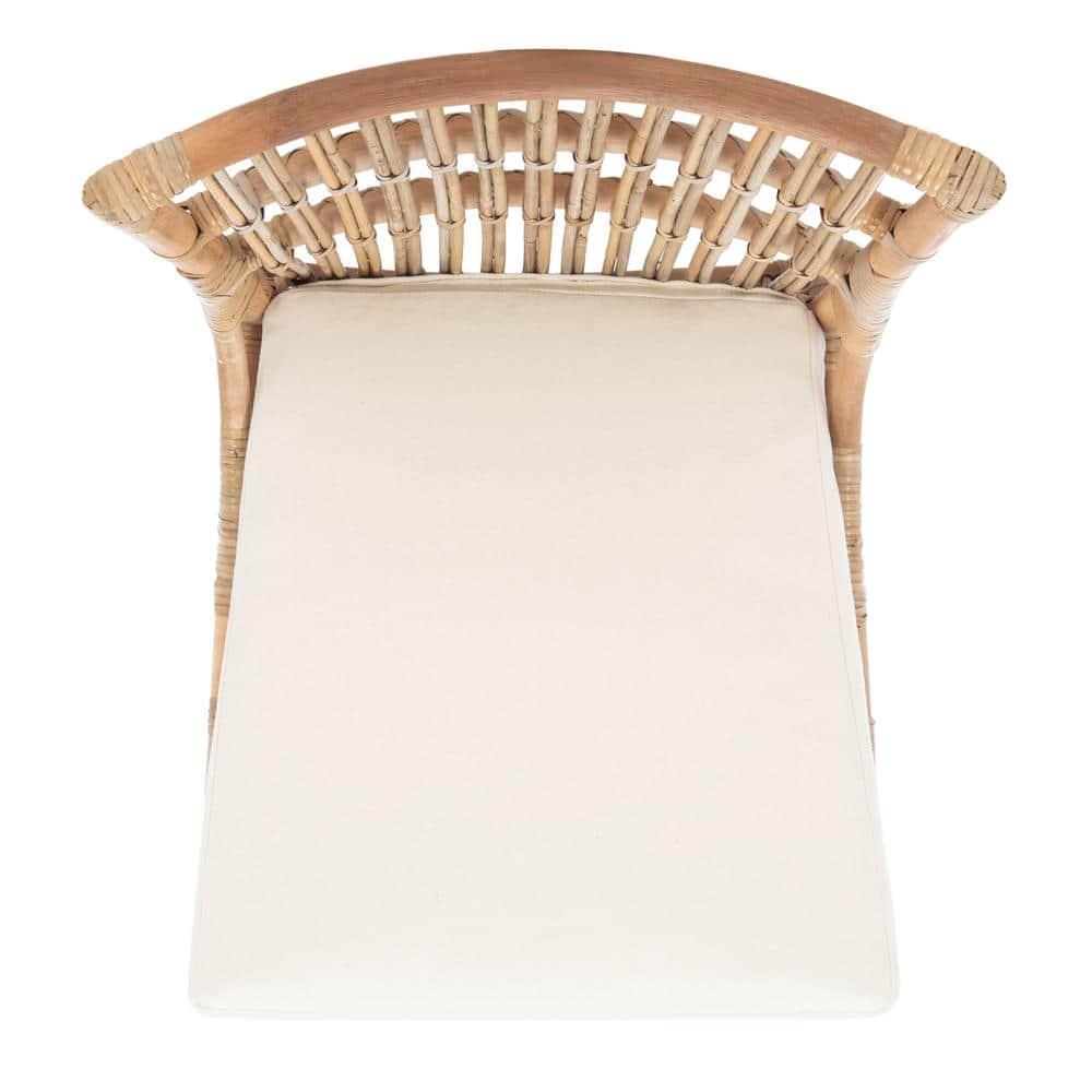 Erika Rattan Accent Chair W/ Cushion - ACH6511 - Set of 2 - White/Natural Unfinished - Safavieh