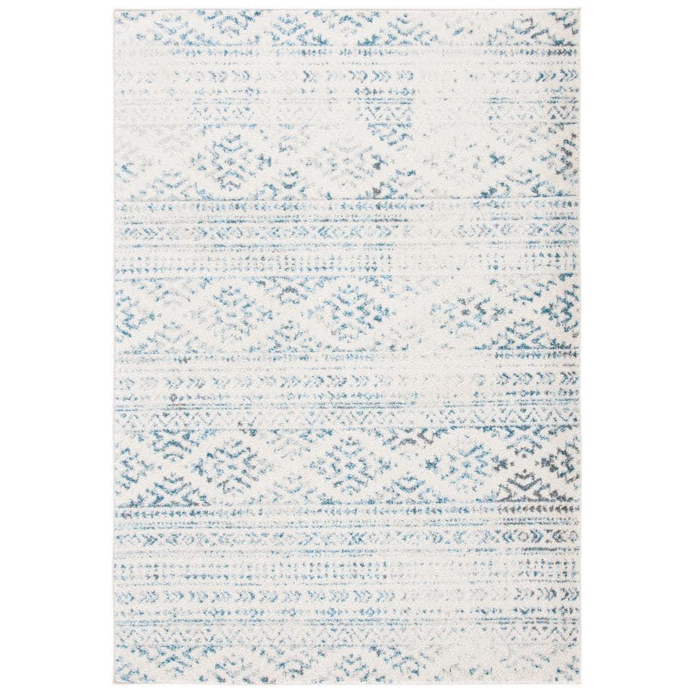 Tulum TUL272 Power Loomed Indoor Area Rug - Ivory/Turquoise - 5'3"x7'6" - Safavieh