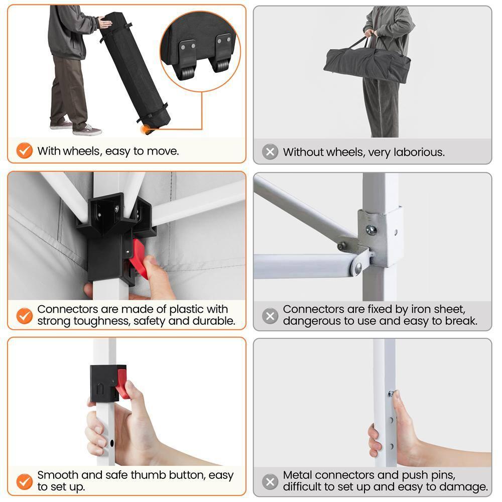 10 ft. Black Polyester Pop-Up Canopy Tent with LED Lights