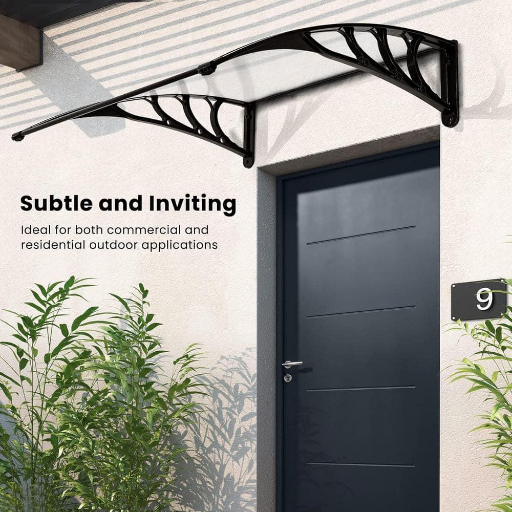 VIVOHOME 11'' D Plastic Clear/Black Cover Retractable Door / Window Awning