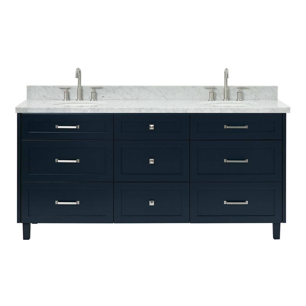 ARIEL Monrow 73 Double Sink Bathroom Vanity with Italian Carrara Marble Top