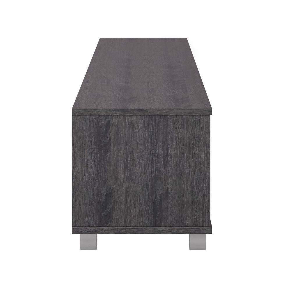 CorLiving Hollywood TV Stand for TVs up to 85" Wood Grain Gray : Modern Entertainment Center with Open Shelves, Adjustable Storage
