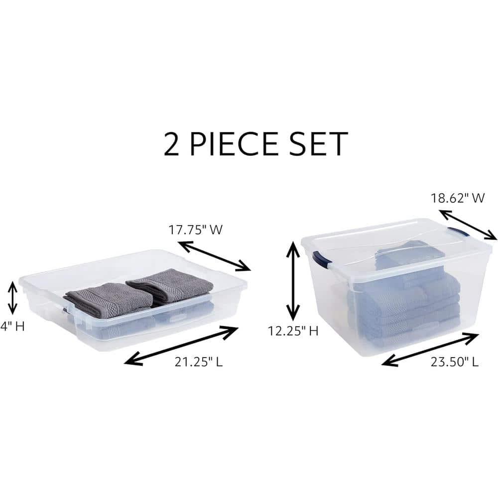 Clear Stackable Plastic Storage Bins with Latching Lids, 71 Quart