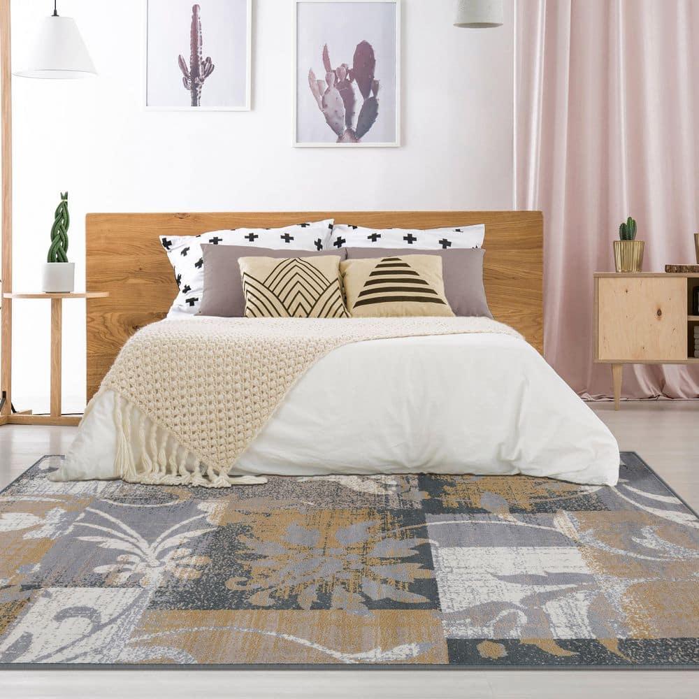 Superior Pastiche Floral Indoor Area Rug, 5' x 8', Camel