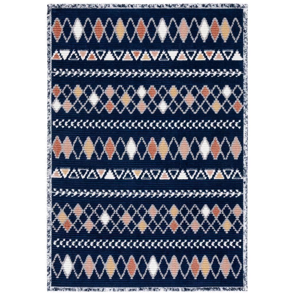 Marrakesh MRK610 Power Loomed Area Rug - Navy/Multi - 5'3"x7'6" - Safavieh.