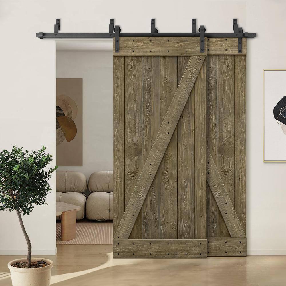 Calhome 84'' Solid Wood Paneled Painted with Installation Hardware Kit Barn Door